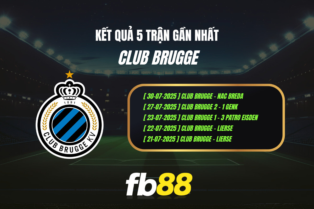 Thành Tích 5 Trận Gần Nhất Club Brugge Fb88